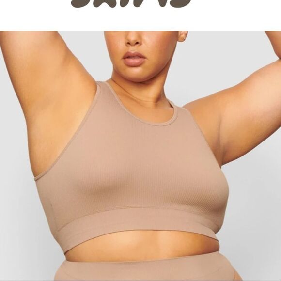 Skims STRETCH RIB‎ HIGH NECK BRA in dessert XXS/XS NWT - Picture 2 of 3